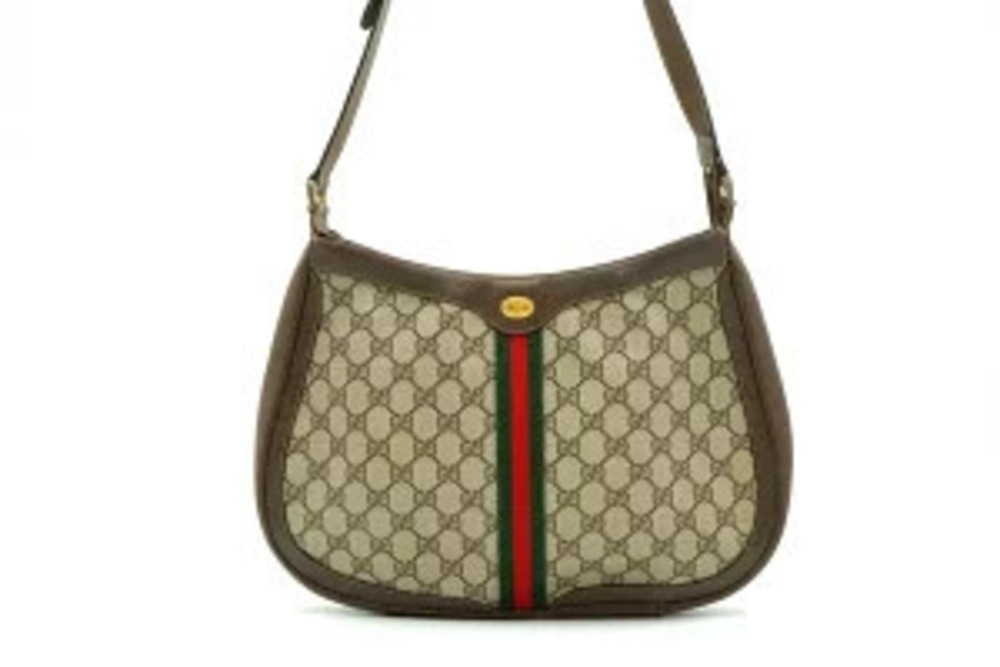 Gucci Accessory Hobo Shoulder Bag Sherry GG Leather Brown
